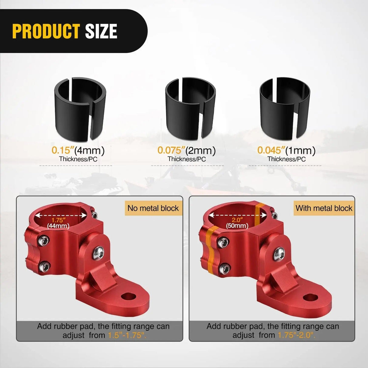 Accessories UTV Flag Antenna Mount Bracket 1.5in-1.75in | 1.75in-2in Round Roll Cage Red