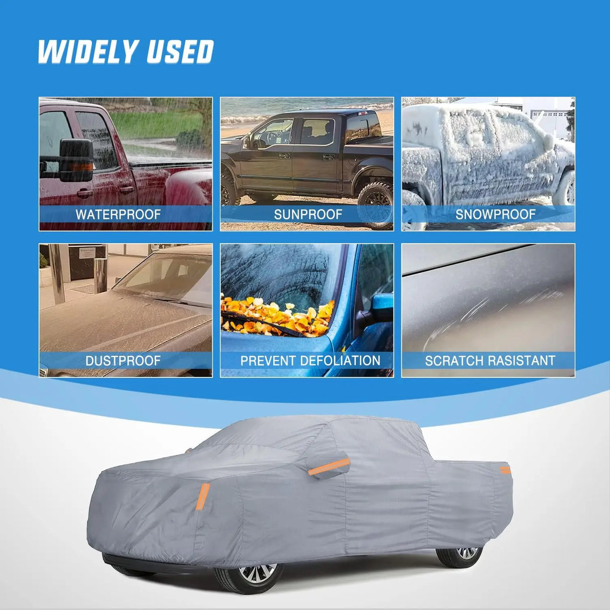 Universal Fit for Truck (Up to 228in Max Cab Length 144in) Car Cover UV Protection Nilight