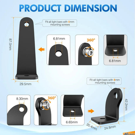 Mounting Accessory Universal Side-Mounted Adjustable Different Height Brackets (Pair)