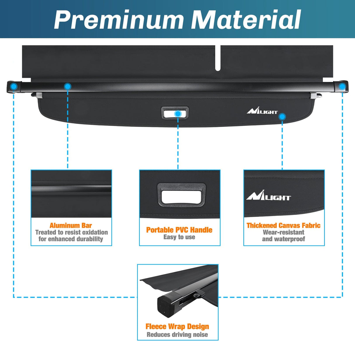 Trunk Cargo Cover Trunk Cargo Cover  for VW Volkswagen Atlas 2018 2019 2020 2021 2022 2023 2024 2025, Retractable Privacy Security Shield Shade Rear Trunk Cover, with Trunk Storage Net