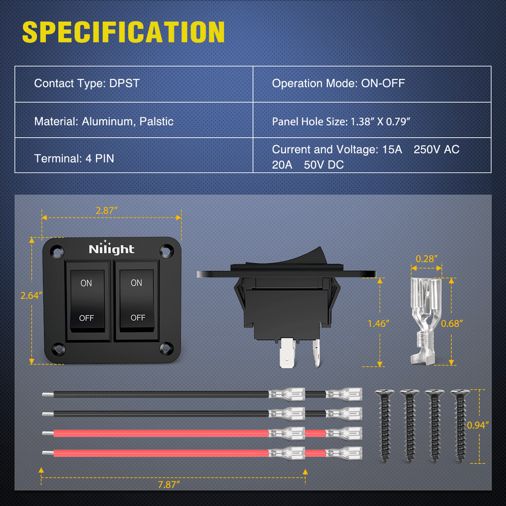 switch panel 2 Gang ON-Off Switch Panel 12V 20A  4 PIN DPST Toggle Switch
