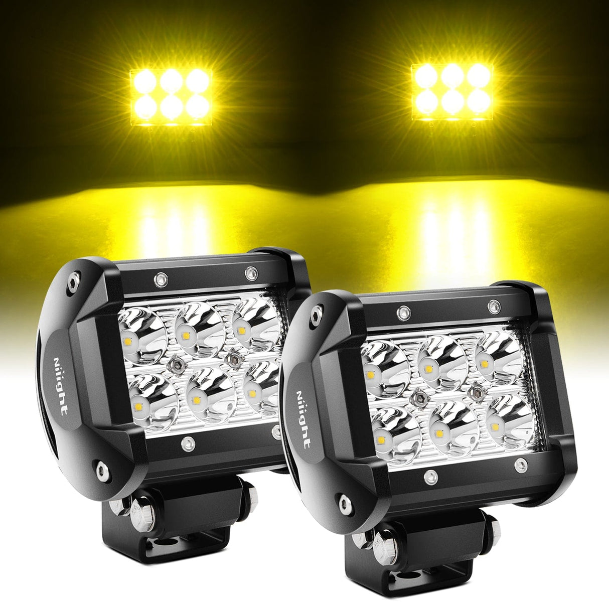 LED Light Bar 4 Inch 18W Yellow Beam LED Light Pods (Pair)