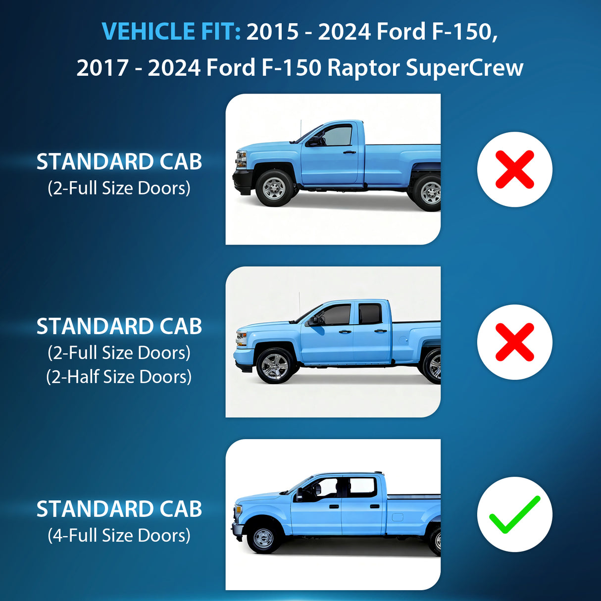 2015 2016 2017 2018 2019 2020 2021 2022 2023 Ford F150 SuperCrew SVT Raptor SuperCrew Rain Guards Acrylic 4Pcs