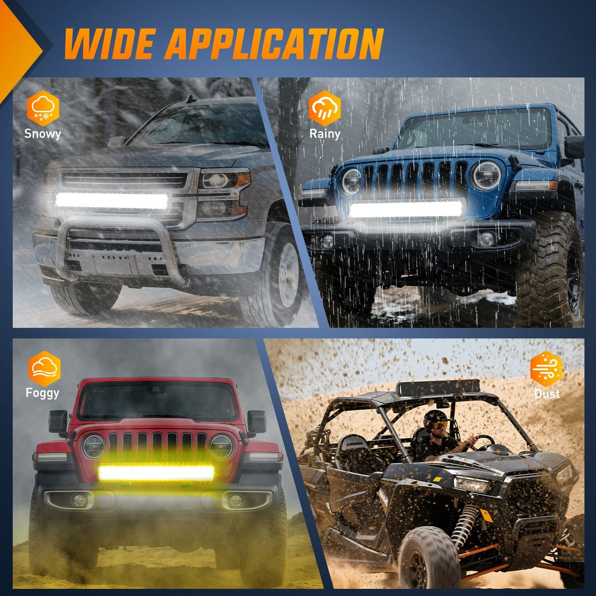 LED Light Bar 20 Inch 126W Double Row Spot Flood Led Light Bar with Amber/Black Covers