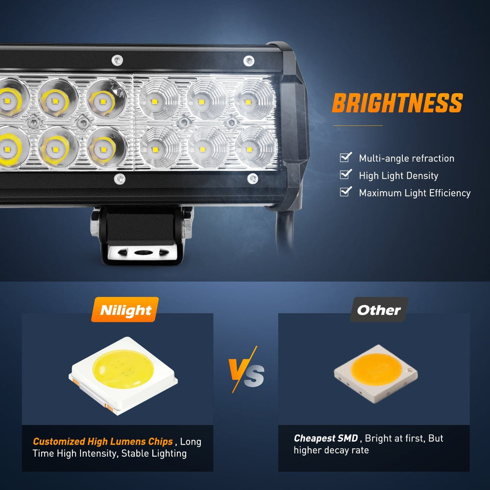LED Light Bar 20 Inch 126W Double Row Spot Flood Led Light Bar with Amber/Black Covers