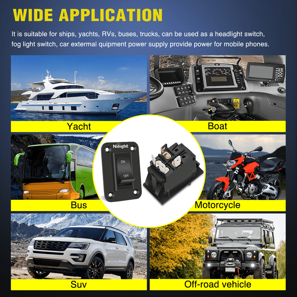 switch panel ON-Off Switch Panel 12V 20A 4 PIN DPST Toggle Switch