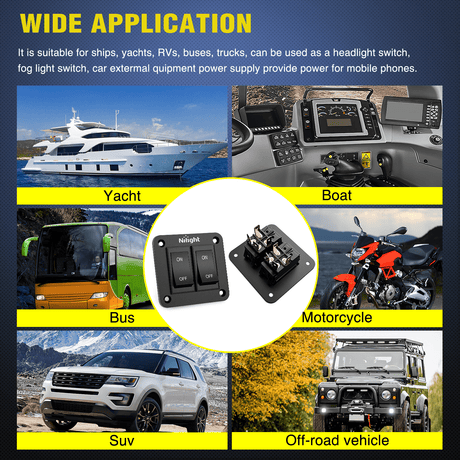 switch panel 2 Gang ON-Off Switch Panel 12V 20A  4 PIN DPST Toggle Switch