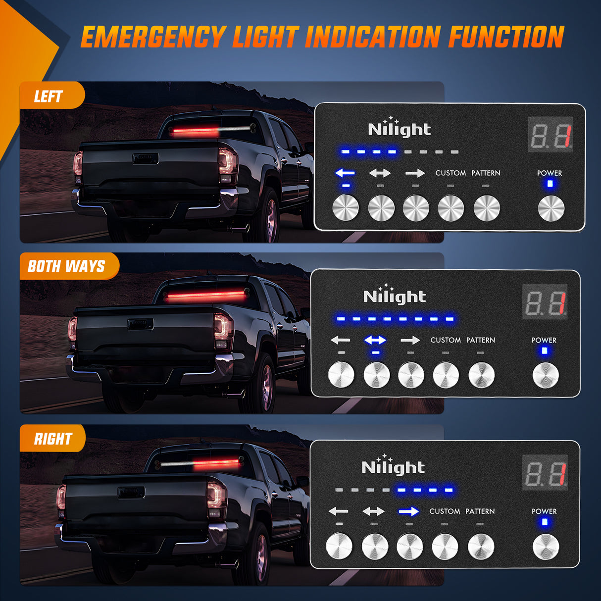 Nilight 144LED Traffic Advisor Strobe Light Bar with Controller Red Emergency Warning Lights Hazard Interior Front/Rear Windshield Flashing for Cars Plow Trucks Construction Vehicles