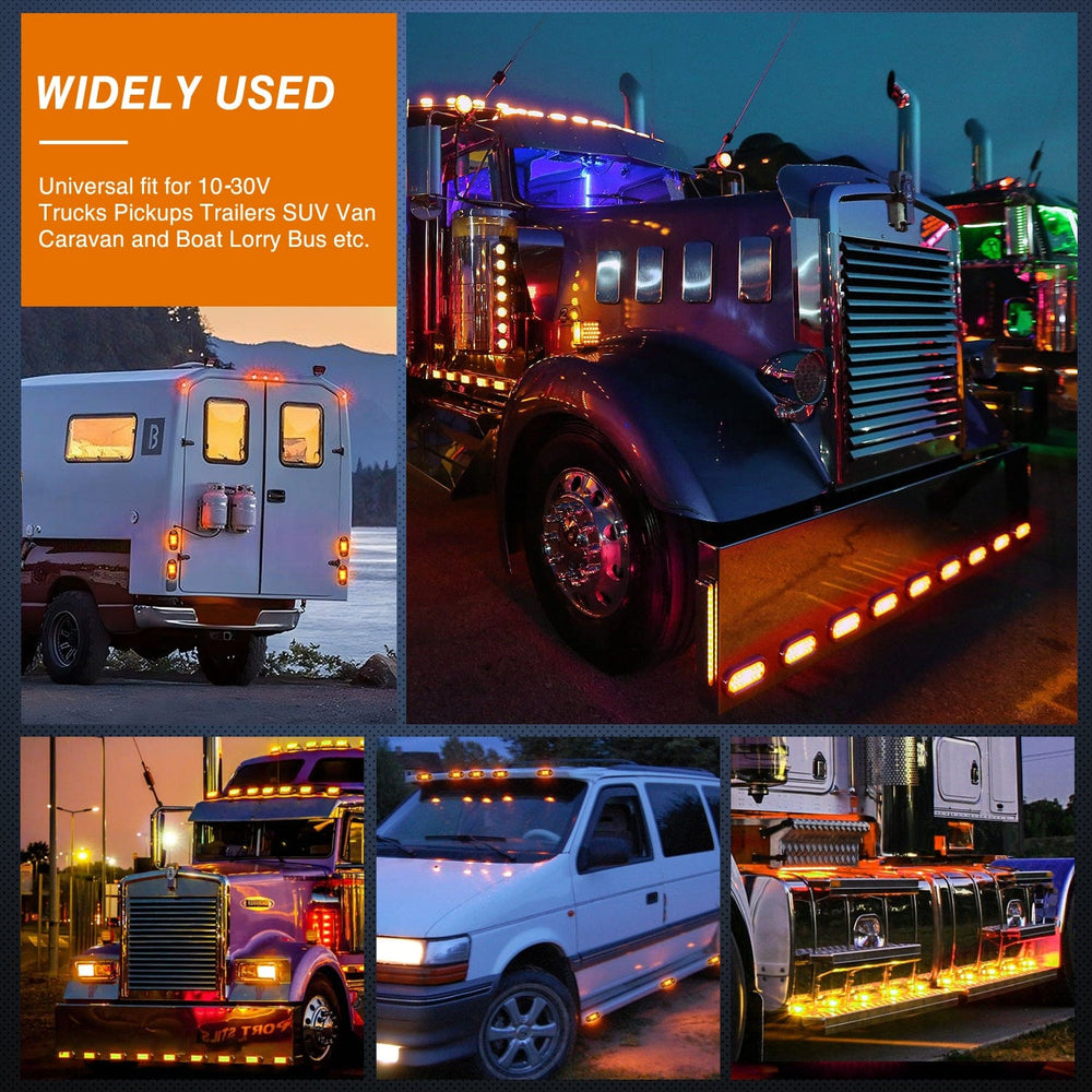 Side Marker Clearance Lights 2.5Inch Oval Amber 2 Diode LED Side Marker Light 20PCS