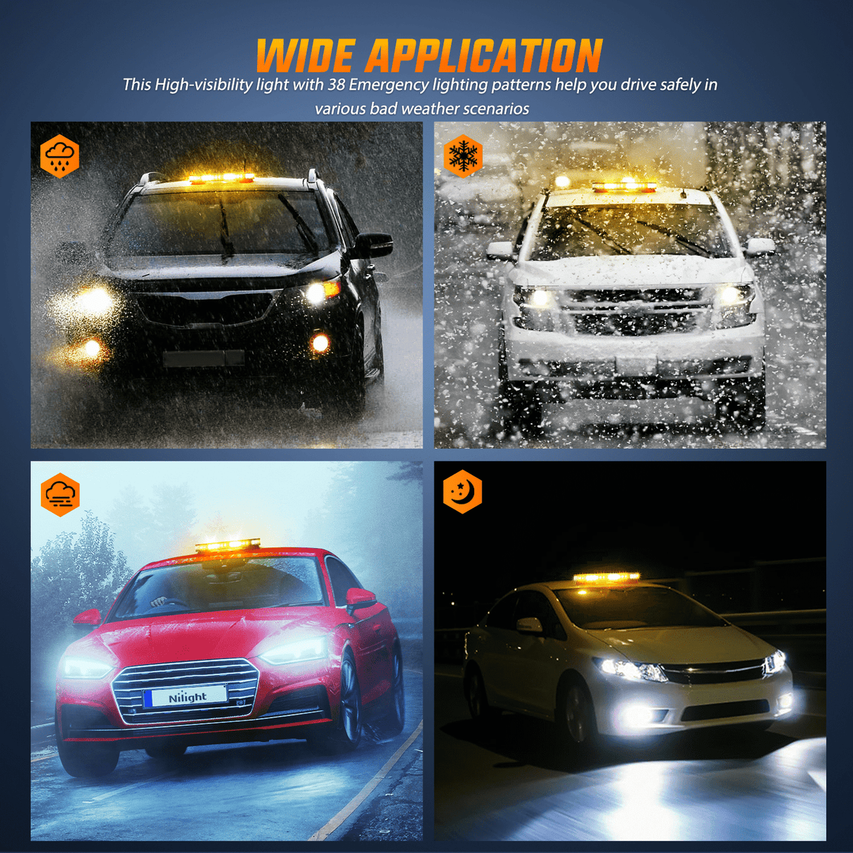 Roof Top strobe light 42 Leds Roof Top Amber White Emergency Strobe Light Control Panel Magnetic Mount