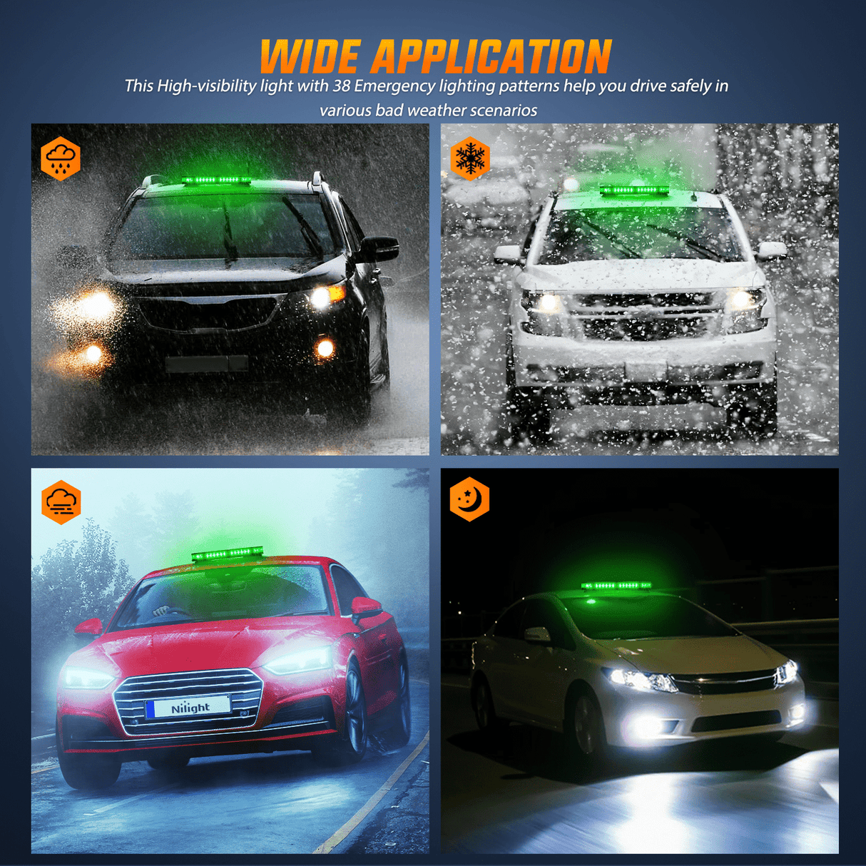 Roof Top strobe light 42 Leds Roof Top Green Emergency Strobe Light Control Panel Magnetic Mount