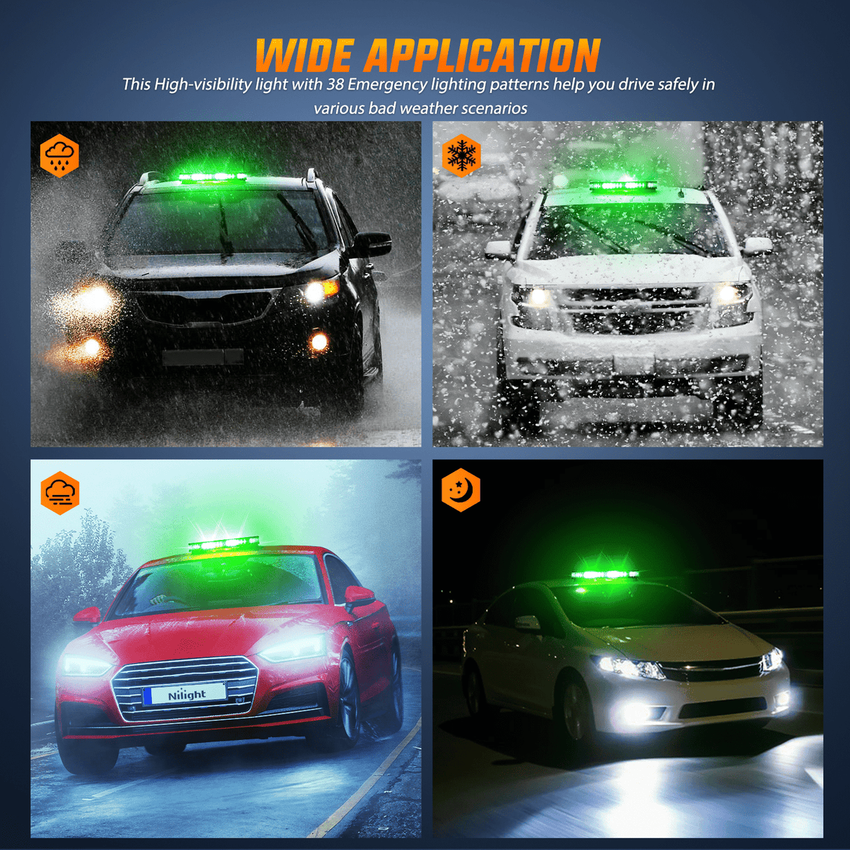 Roof Top strobe light 42 Leds Roof Top Green White Emergency Strobe Light Control Panel Magnetic Mount