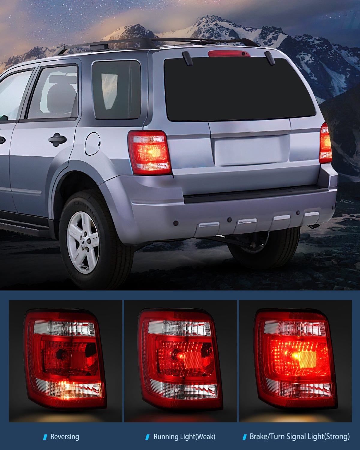 Taillight Assembly Taillight Assembly Compatible with 2008 2009 2010 2011 2012 Ford Escape Tail Lights Rear Lamp Replacement OE Style Driver and Passenger Side