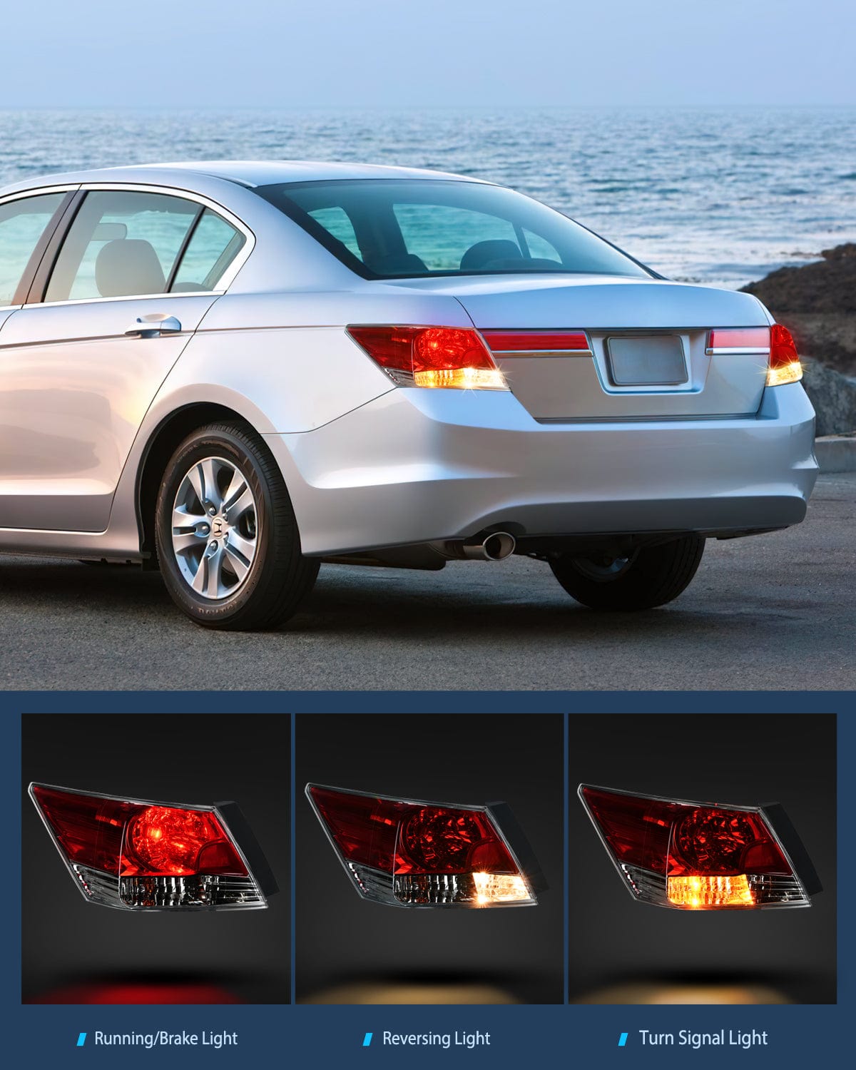 Taillight Assembly Taillight Assembly Compatible with 2008 2009 2010 2011 2012 Honda Accord Tail Lights Rear Lamp Replacement OE Style Driver Side w/Bulbs