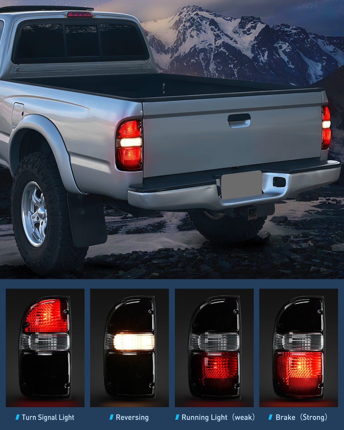 Taillight Assembly Taillight Assembly Compatible with 2001 2002 2003 2004 Toyota Tacoma Rear Lamp Replacement with Dark Red Housing Tail Lights Driver Side