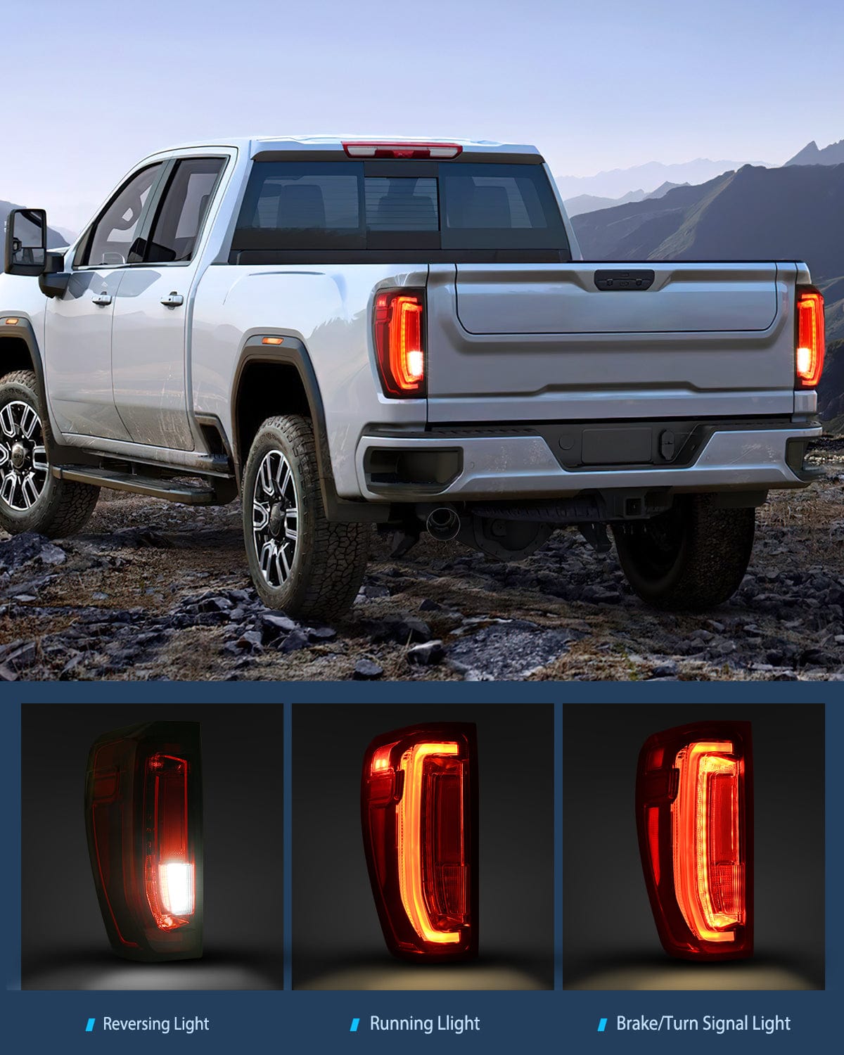 Taillight Assembly Taillight Assembly Compatible with GMC 2019 2020 2021 2022 2023 2024 Sierra 1500 LED Type Tail Lights 2020-2024 Sierra 2500HD 3500HD Rear Lamp Replacement Driver and Passenger Side