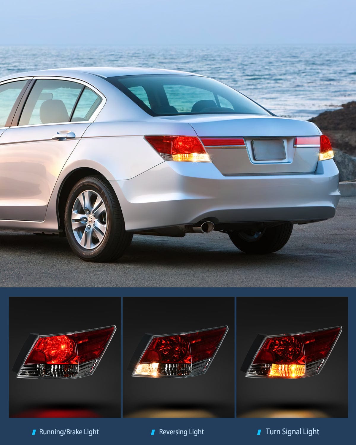 Taillight Assembly Taillight Assembly Compatible with 2008 2009 2010 2011 2012 Honda Accord Tail Lights Rear Lamp Replacement OE Style Driver and Passenger Side w/Bulbs