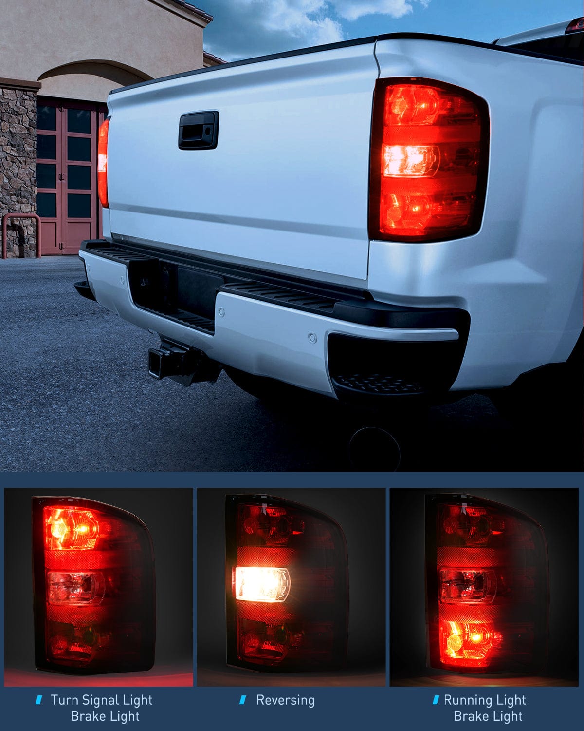 Taillight Assembly Taillight Assembly Compatible with 2007 2008 2009 2010 2011 2012 2013 2013 2014 Chevy Silverado 1500 2500HD 3500HD 2007-2013 GMC Sierra 3500HD Rear Lamp Replacement with Dark Red Lens Passenger