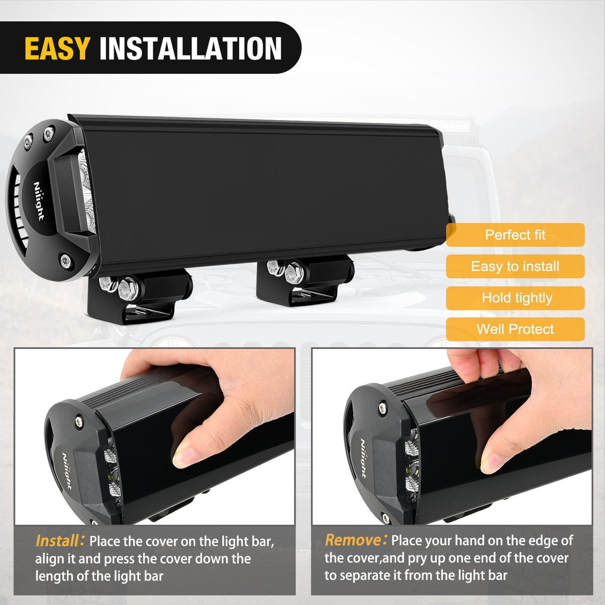 light cover 2Pcs 12 inch Black Light Bar Cover