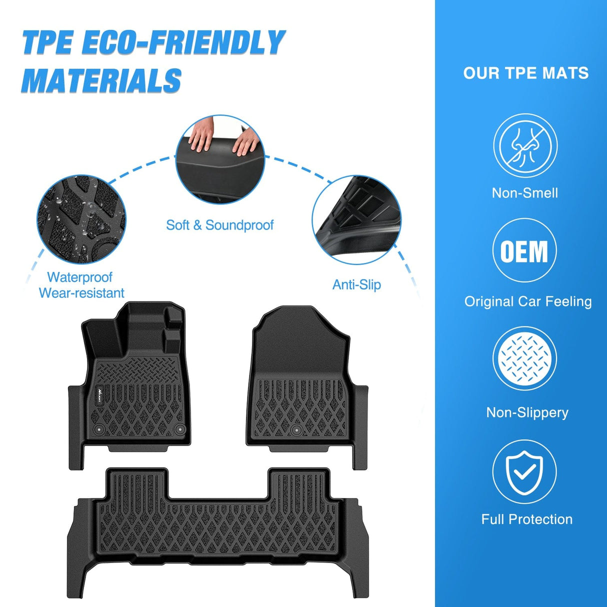 Floor Mat TPE Floor Mats for 2026 Honda Passport RTL TrailSport All Weather Custom Fit Heavy Duty Floor Liners