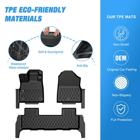 Floor Mat TPE Floor Mats for 2026 Honda Passport RTL TrailSport All Weather Custom Fit Heavy Duty Floor Liners