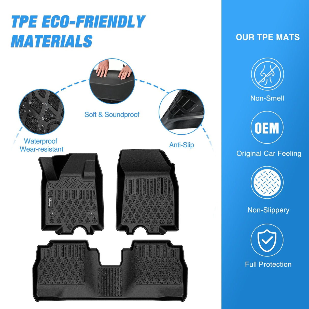 Floor Mat TPE Floor Mats for Chevy Equinox EV Only 2024 2025 2026 All Weather Custom Fit Heavy Duty Floor Liners