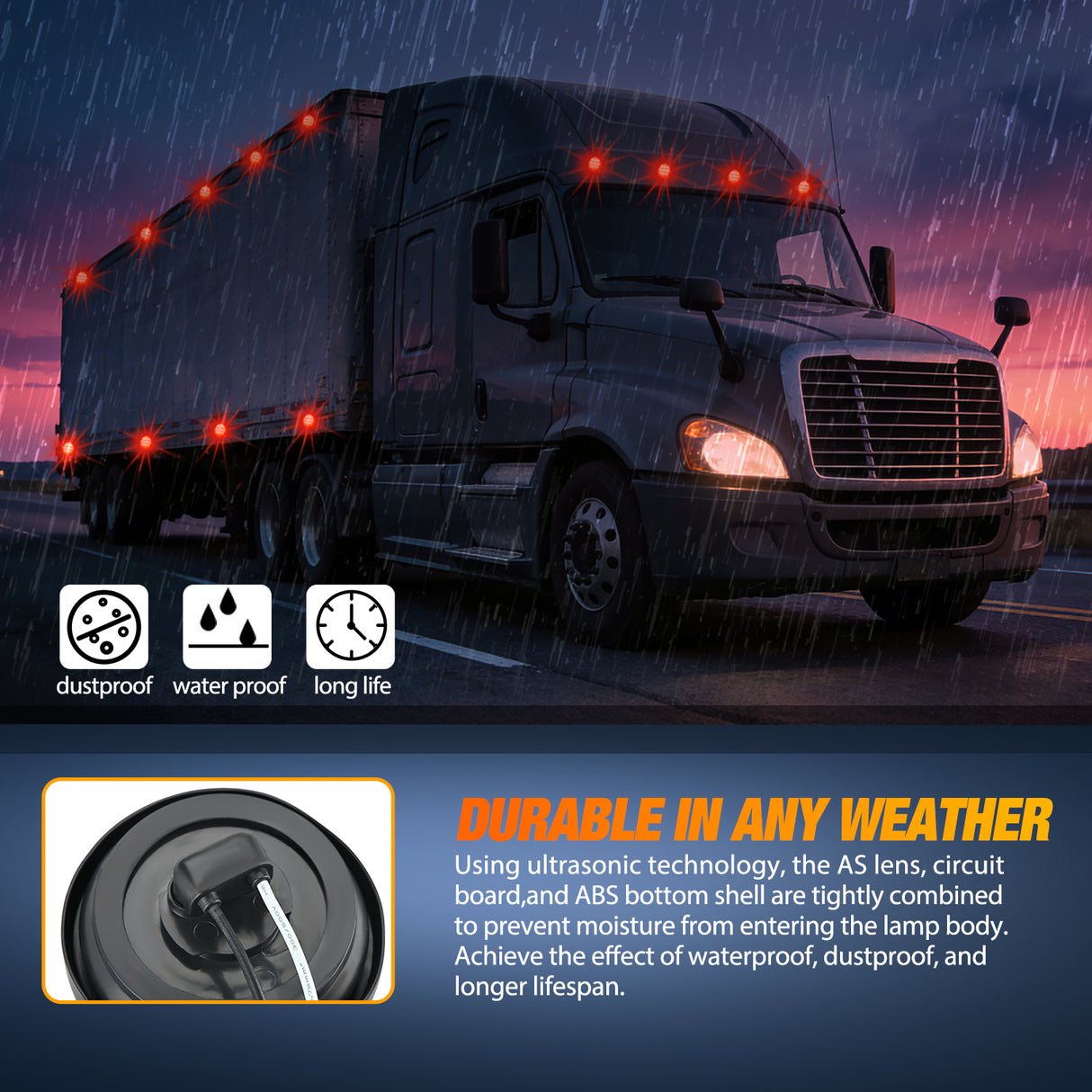 2.5 Inch Red 13 Leds Round Marker Clearance Light (4 Pcs)