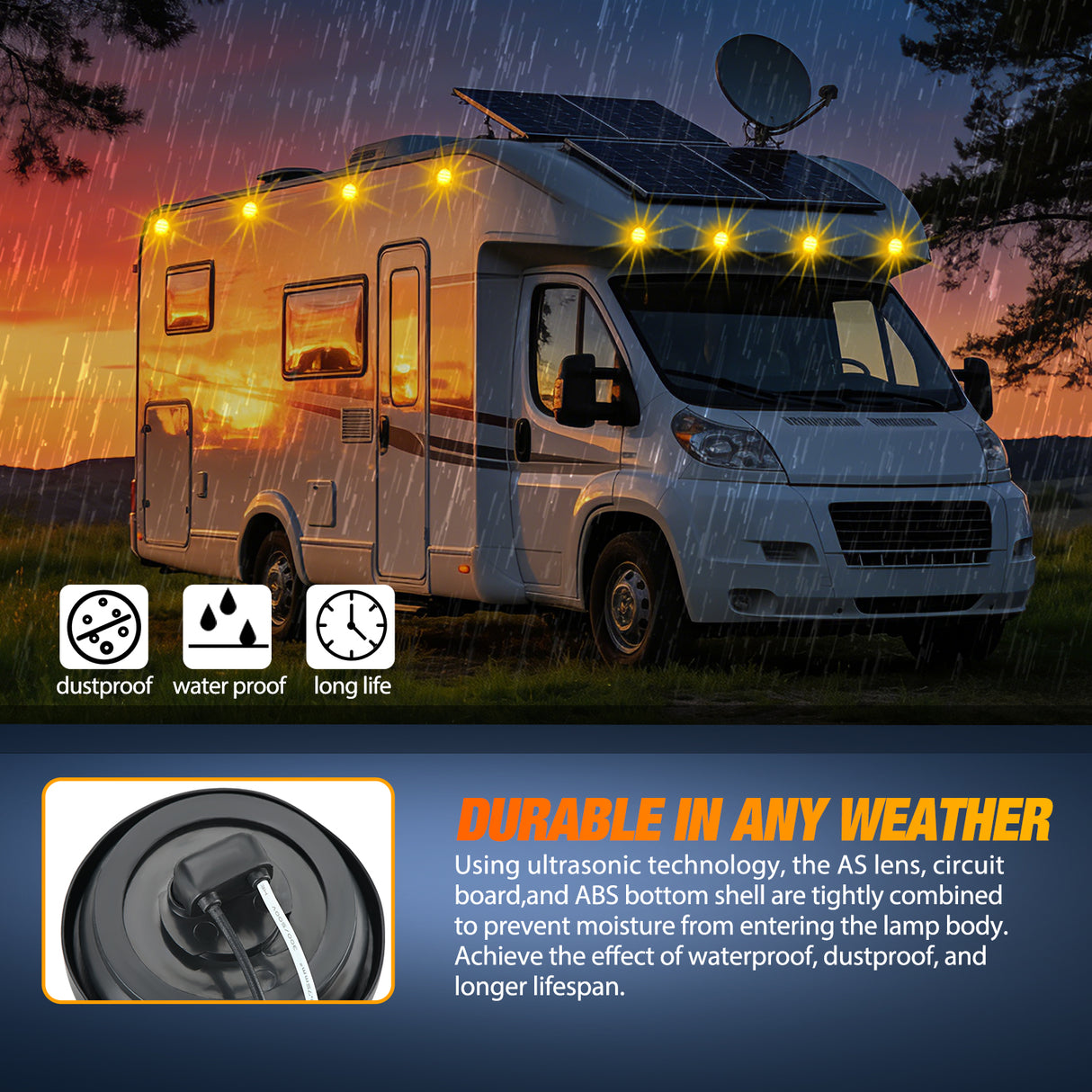 2.5 Inch Amber 13 Leds Round Marker Clearance Light (Pair)