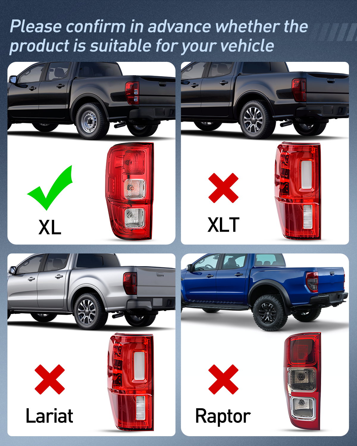 Nilight Taillight Assembly Compatible with Ford Ranger XL 2019 2020 2021 2022 2023 Rear Tail Light Lamp Replacement OE Style LED and halogen bulbs Driver Side