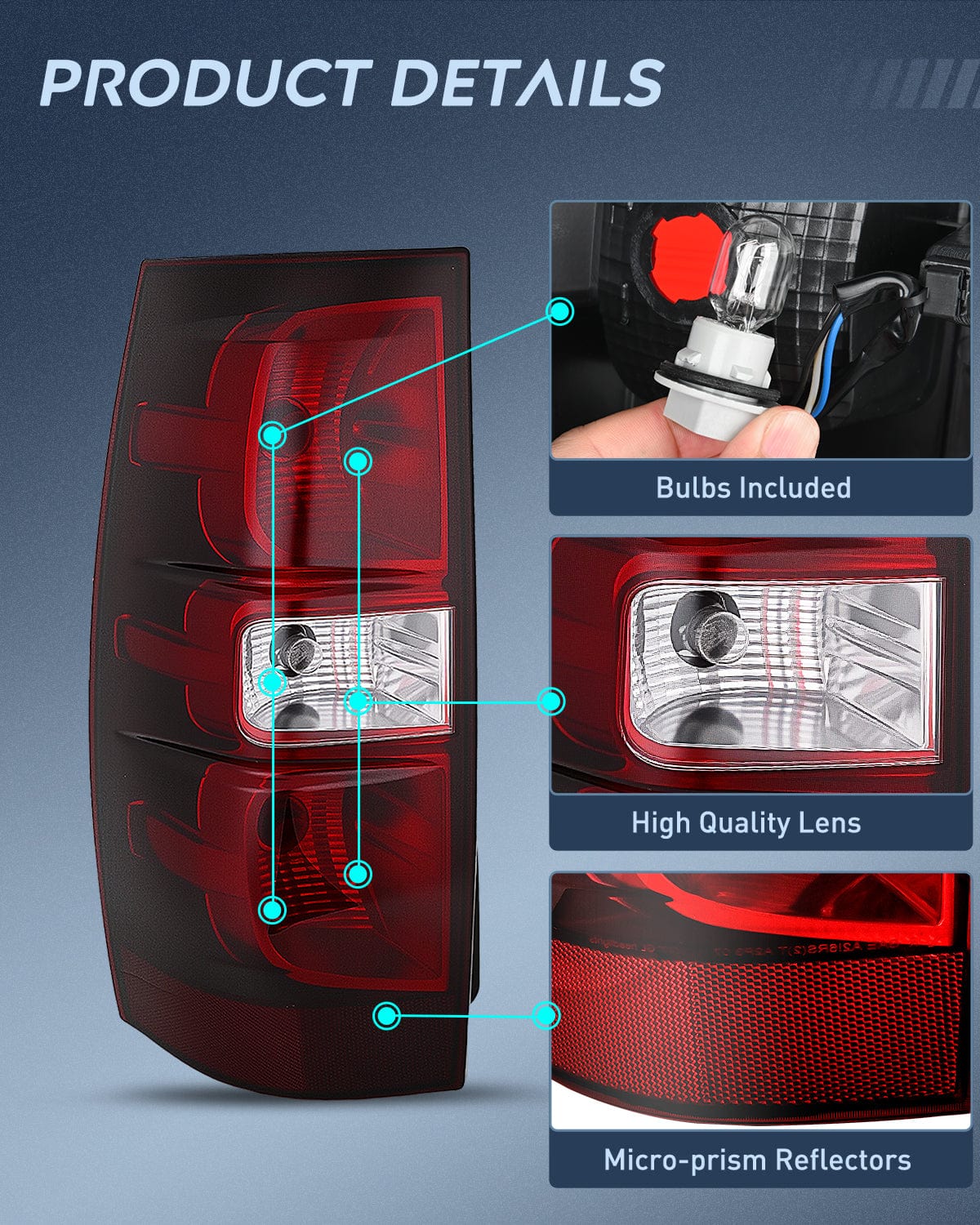 Taillight Assembly Taillight Assembly Compatible With 2007 2008 2009 2010 2011 2012 2013 2014 Chevy Chevrolet Tahoe Suburban Tail Lights Rear Lamps Replacement Driver Dark Red