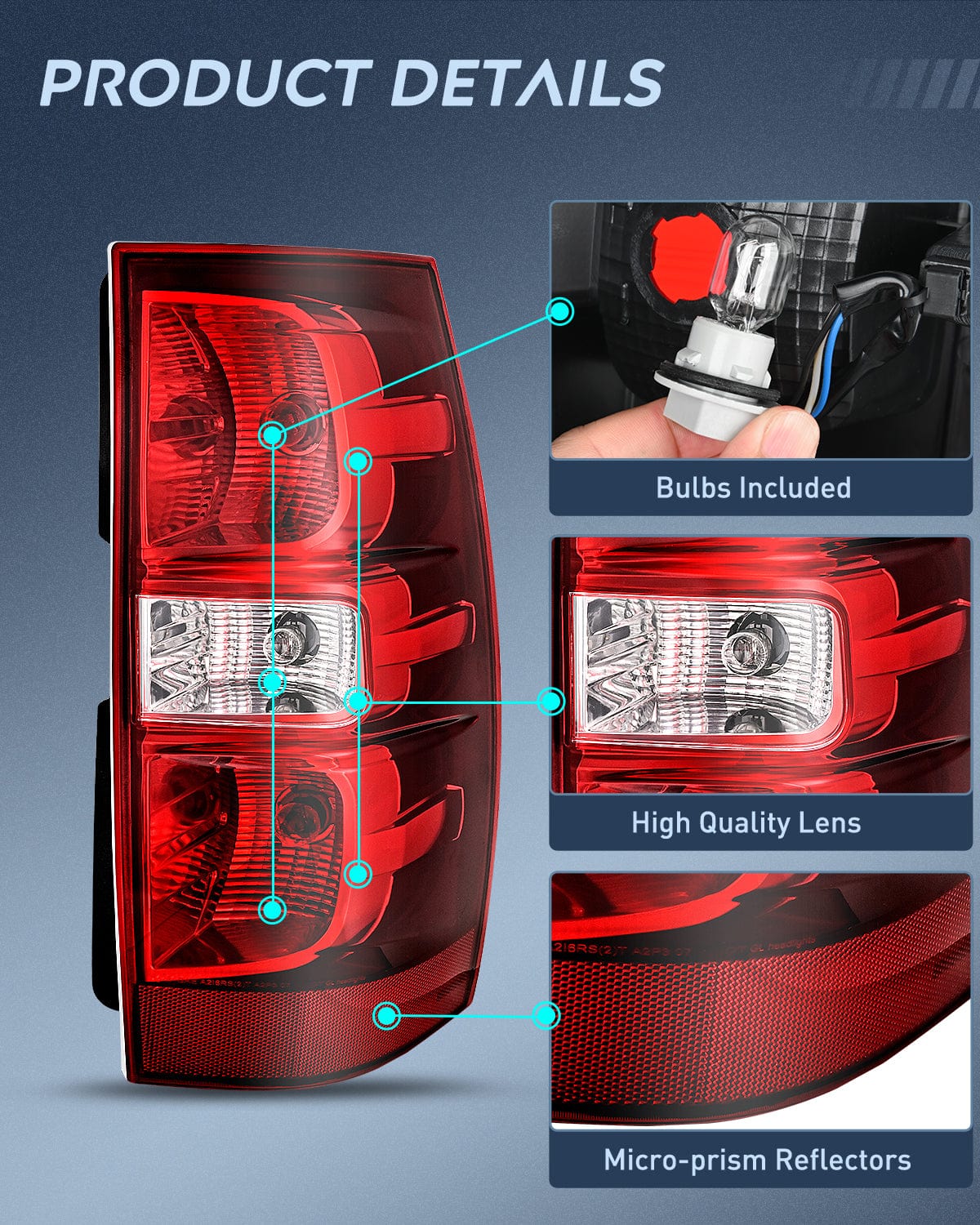 Taillight Assembly Taillight Assembly Compatible With 2007 2008 2009 2010 2011 2012 2013 2014 Chevy Chevrolet Tahoe Suburban Tail Lights Rear Lamps Replacement Passenger Side Red