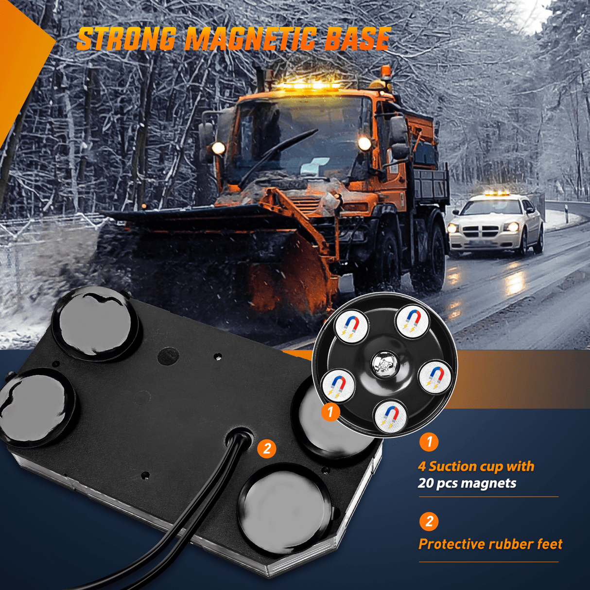 Roof Top strobe light 42 Leds Roof Top Amber White Emergency Strobe Light Control Panel Magnetic Mount