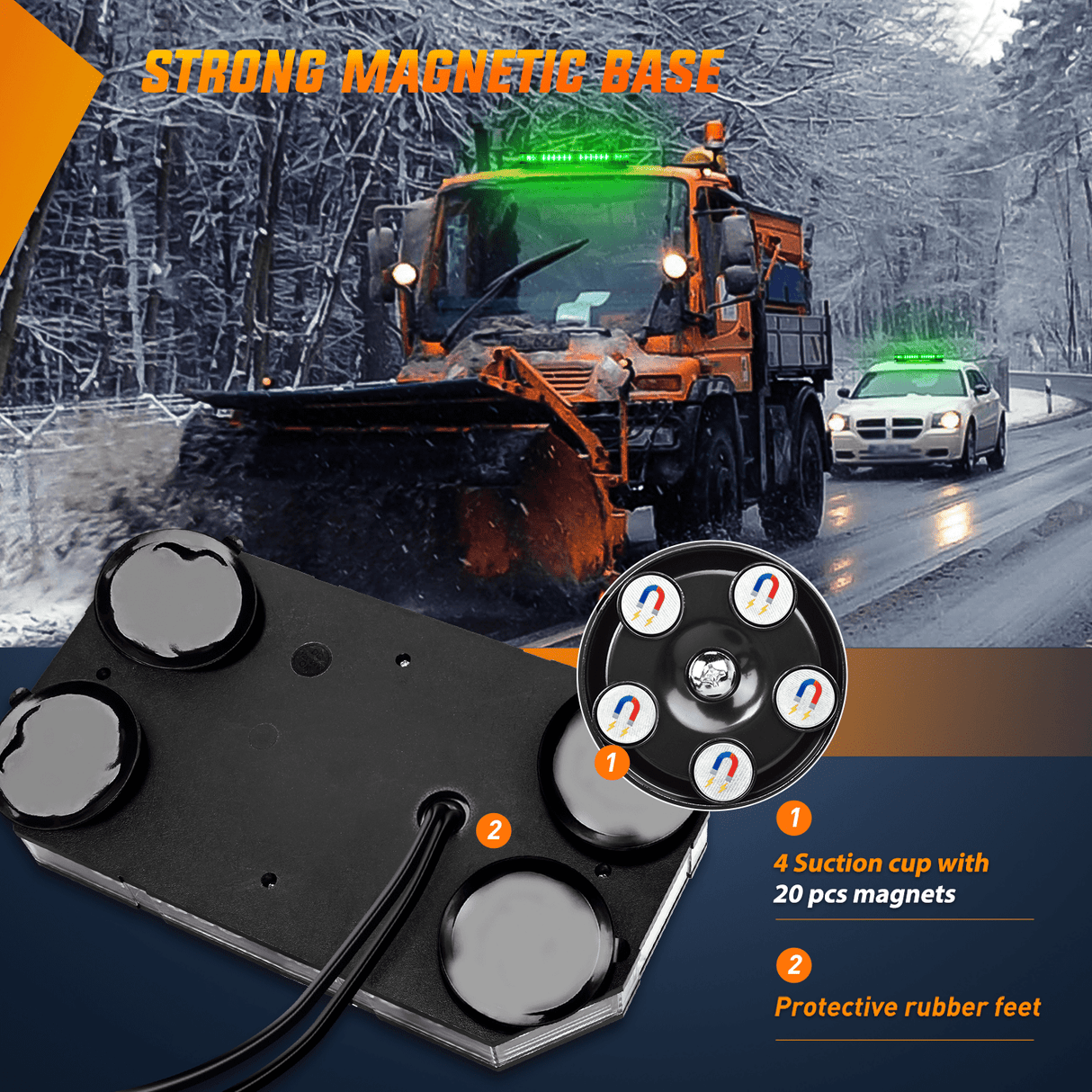 Roof Top strobe light 42 Leds Roof Top Green Emergency Strobe Light Control Panel Magnetic Mount