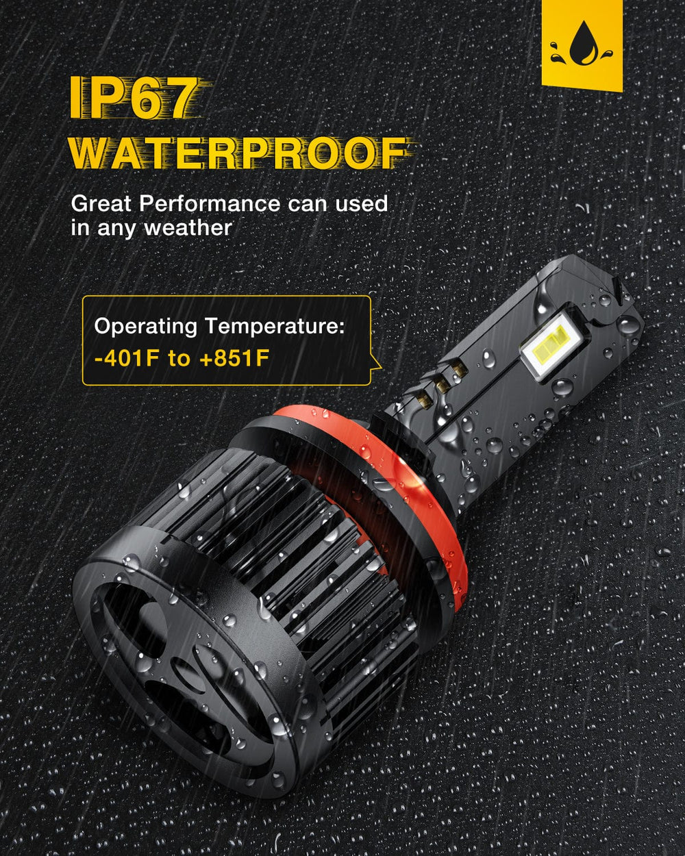 LED Headlight H11 Headlight Bulbs E20 Series 50W 10000LM 6000K IP67 | 2 BULBS