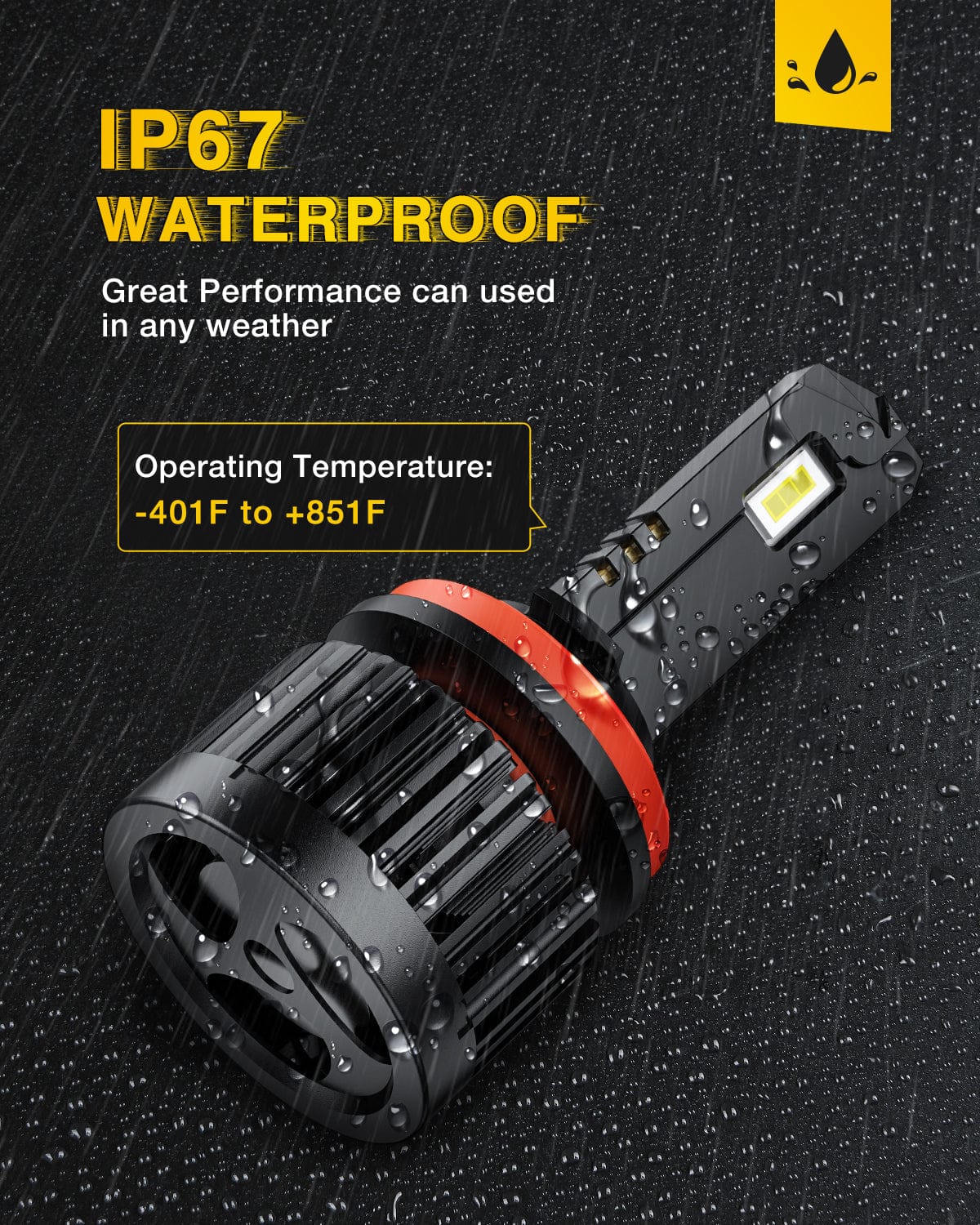 LED Headlight H11 Headlight Bulbs E20 Series 50W 10000LM 6000K IP67 | 2 BULBS