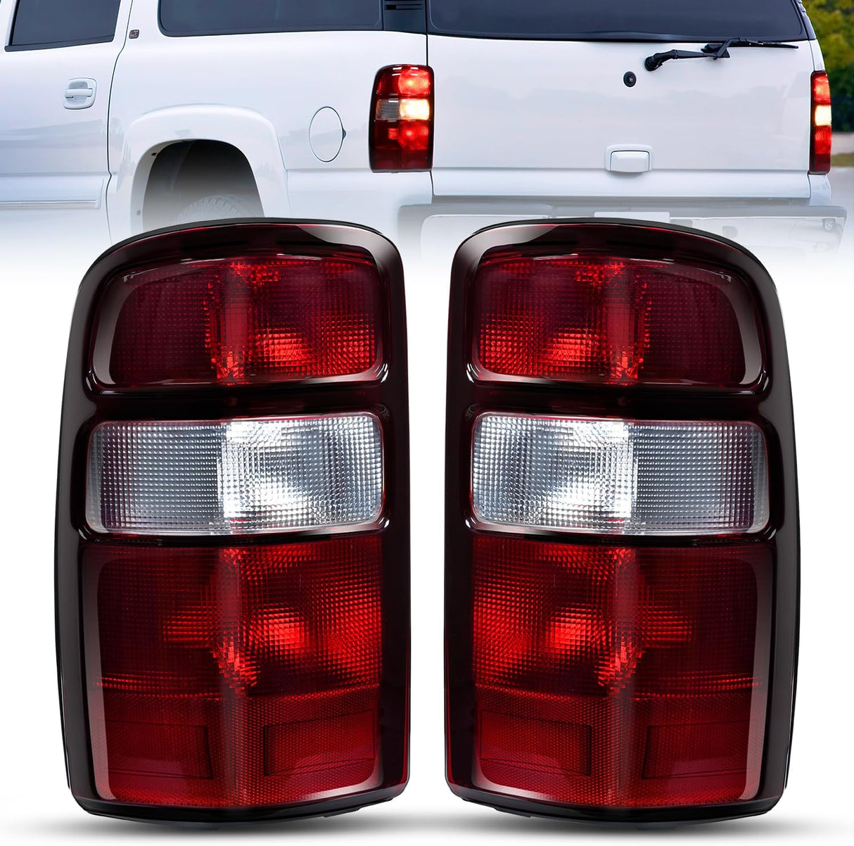 Taillight Assembly Taillight Assembly Compatible with 2000 2001 2002 2003 2004 2005 2006 Chevy Tahoe Suburban GMC Yukon Tail Light OE Style Rear Lamp Replacement Driver and Passenger Side