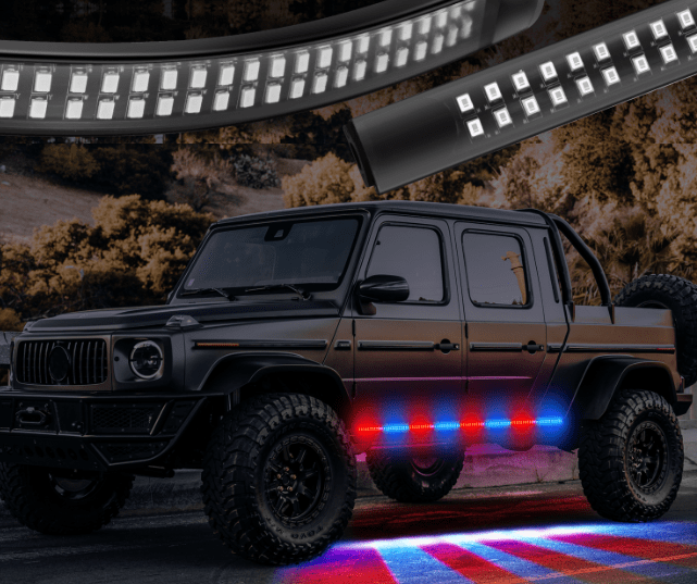 Led light Strip 2PCS 70 Inch Emergency Strobe Lights Strip 1125 LED Running Board Marker Light Red Blue Flexible Side Flashing Warning Caution Safety Waterproof for Truck Construction Vehicles Pickup