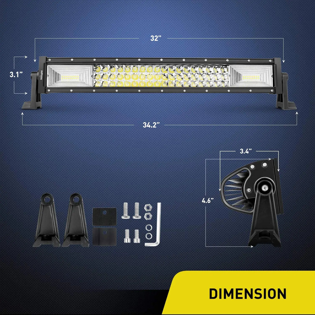Product Dimension Of Nilight LED Light Bar