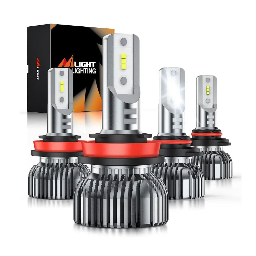 LED Headlight Nilight 9005/HB3 H11/H9/H8 LED Headlight Bulbs, High and Low Beam LED Headlights Combo, 6000K Cool White IP67, Plug and Play, 4-Pack