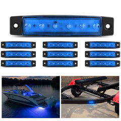 3.8 Inch 6 LEDs Blue Side Marker Lights (10 Pcs)