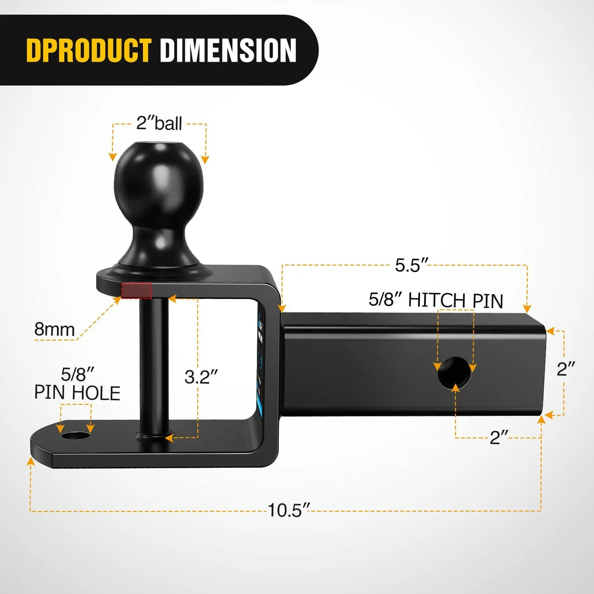 Trailer Hitch Nilight 3 in 1 ATV UTV Multi Hitch Mount with 2 inch Ball Hitch Rated 2000 LBS Fits 2 Inch Receiver Winch Strap Loop Rated 5000 LBS, 2 Years Warranty