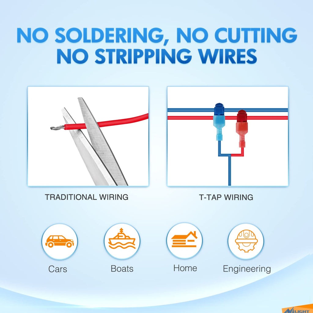 240 Conectores De Cable Terminales Electricos T-Tap Self-Stripping Splice  Nylon