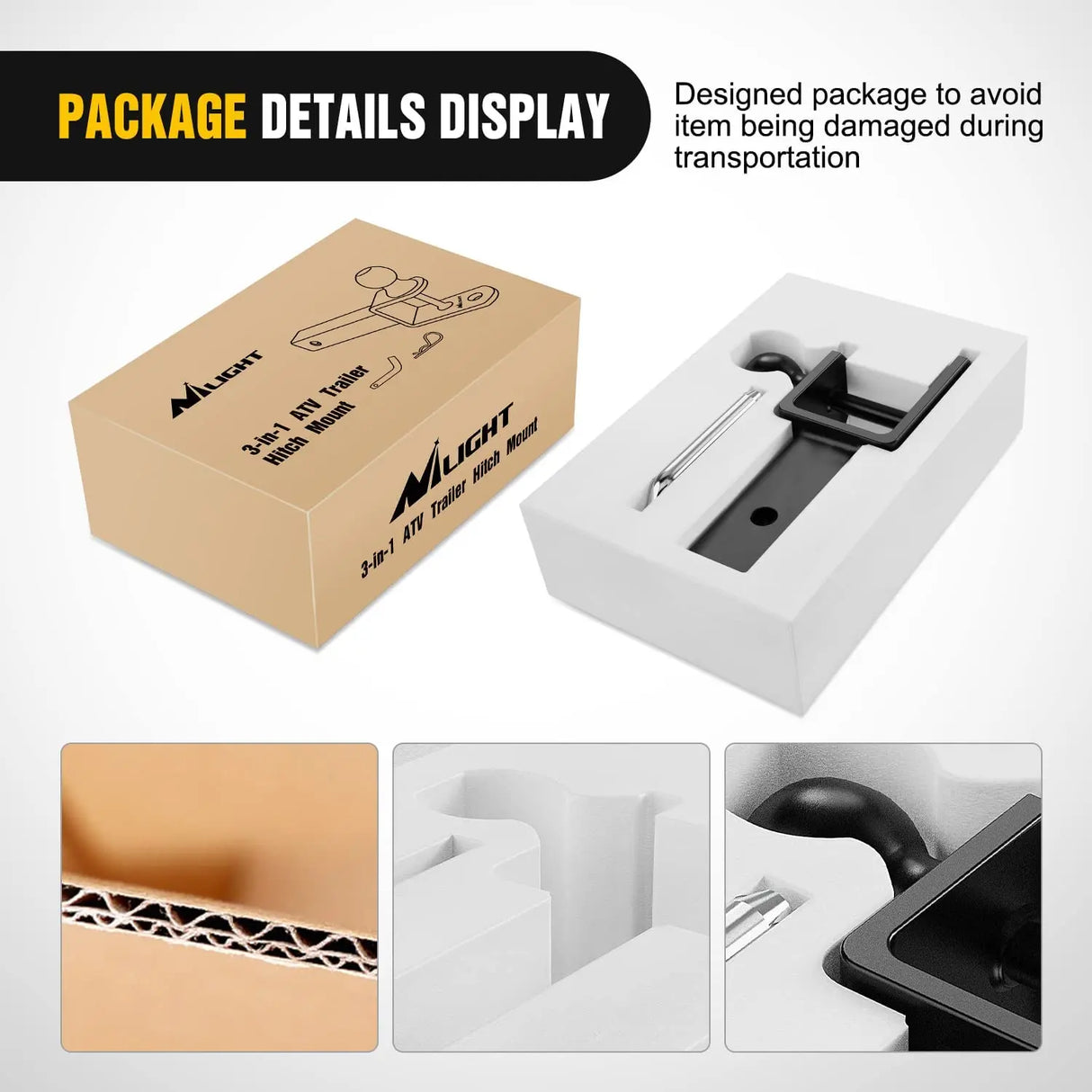 Trailer Hitch Nilight 3 in 1 ATV UTV Multi Hitch Mount with 2 inch Ball Hitch Rated 2000 LBS Fits 2 Inch Receiver Winch Strap Loop Rated 5000 LBS, 2 Years Warranty