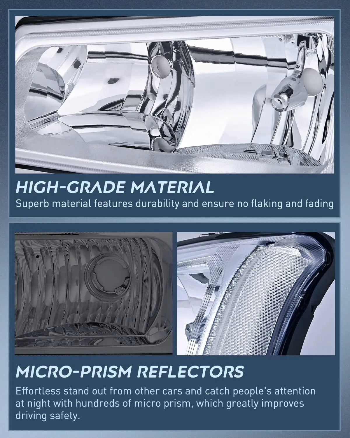 Motor Vehicle Lighting Nilight Silverado 2003 2004 2005 2006 Headlights Assembly Headlights Replacement Chrome Housing Silver Corner Smoke Lens Driver and Passenger Side,2 Years Warranty