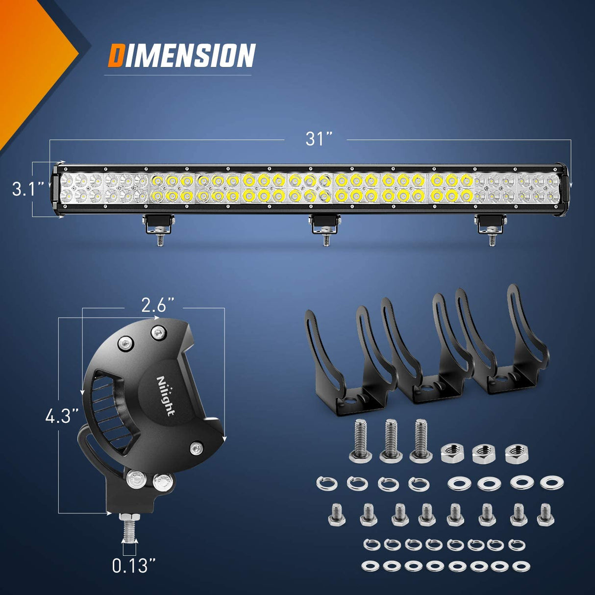 Product Dimension Of Nilight LED Light Bar