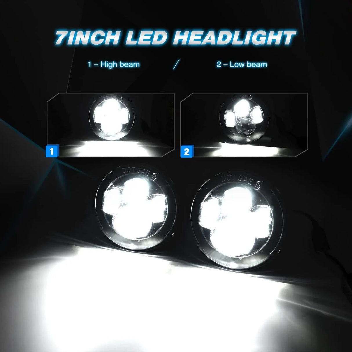 LED Headlight Nilight 2PCS 7 Inch LED Healdight with 2PCS 4 Inch LED Fog Light for Jeep Wrangler 97-17 JK LJ CJ, 2 Years Warranty