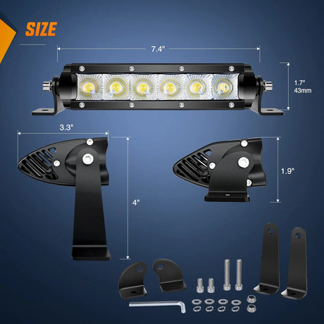 LED Light Bar Nilight 2 Pcs 40001F-B Super Slim 7-Inch 30W Flood led Light Bar, 2 Years Warranty