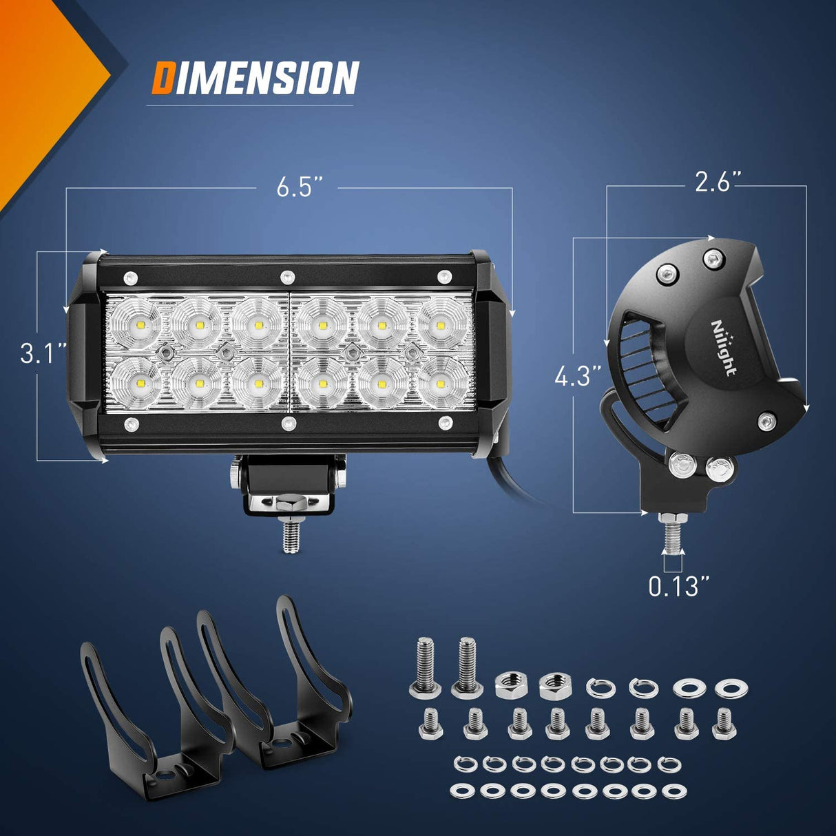 Product Dimension Of Nilight LED Light Bar