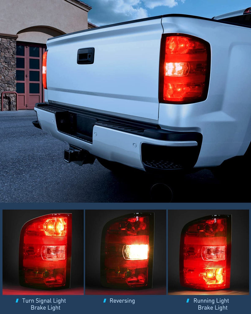 2007-2014 Chevy Silverado 1500 2500HD 3500HD 2007-2013 GMC Sierra 3500HD  Taillight Assembly Rear Lamp Replacement w/Bulbs and Harness