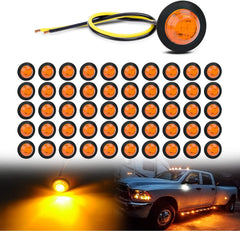 3/4 inch Amber Round LED Marker Lights (50 Pcs)